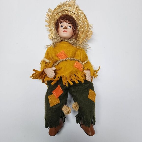 Vintage 11" Scarecrow Porcelain Doll from Cracker Barrell with Box - Picture 4 of 9